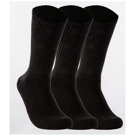 🆕 BLACK ATHLETIC CREW SOCKS - PACK OF 3 - MEN - Picture 1 of 1